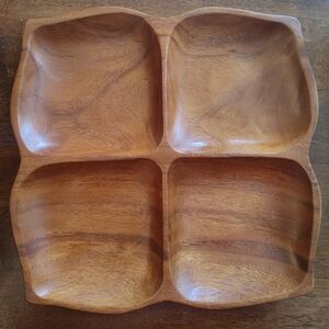 Vintage Monkey Pod Four Section Platter Phillipines